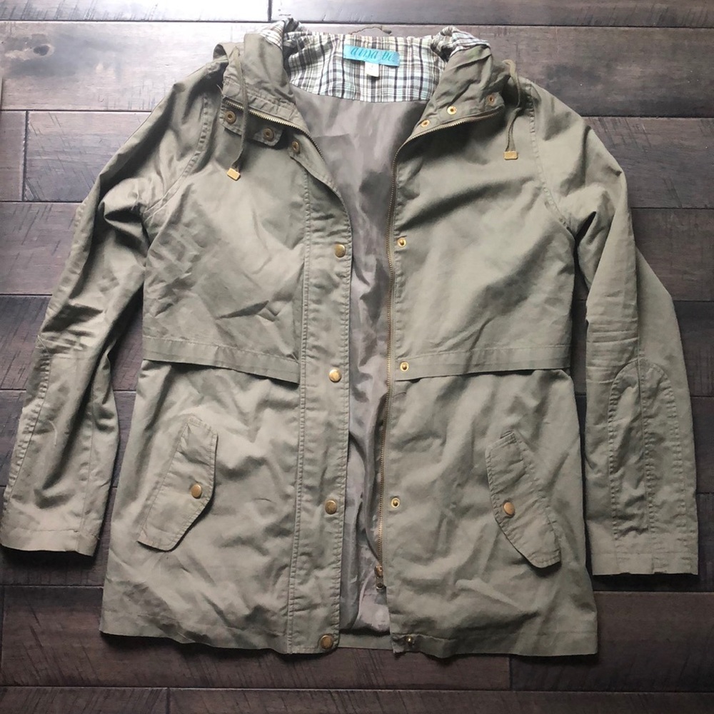 Francesca’s Hooded Jacket Army Green Size L
